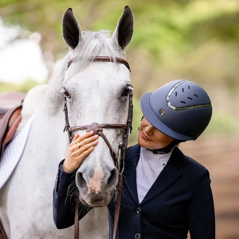 EQX by Charles Owen Kylo Wide Peak Riding Hat Navy Matte/Pewter
